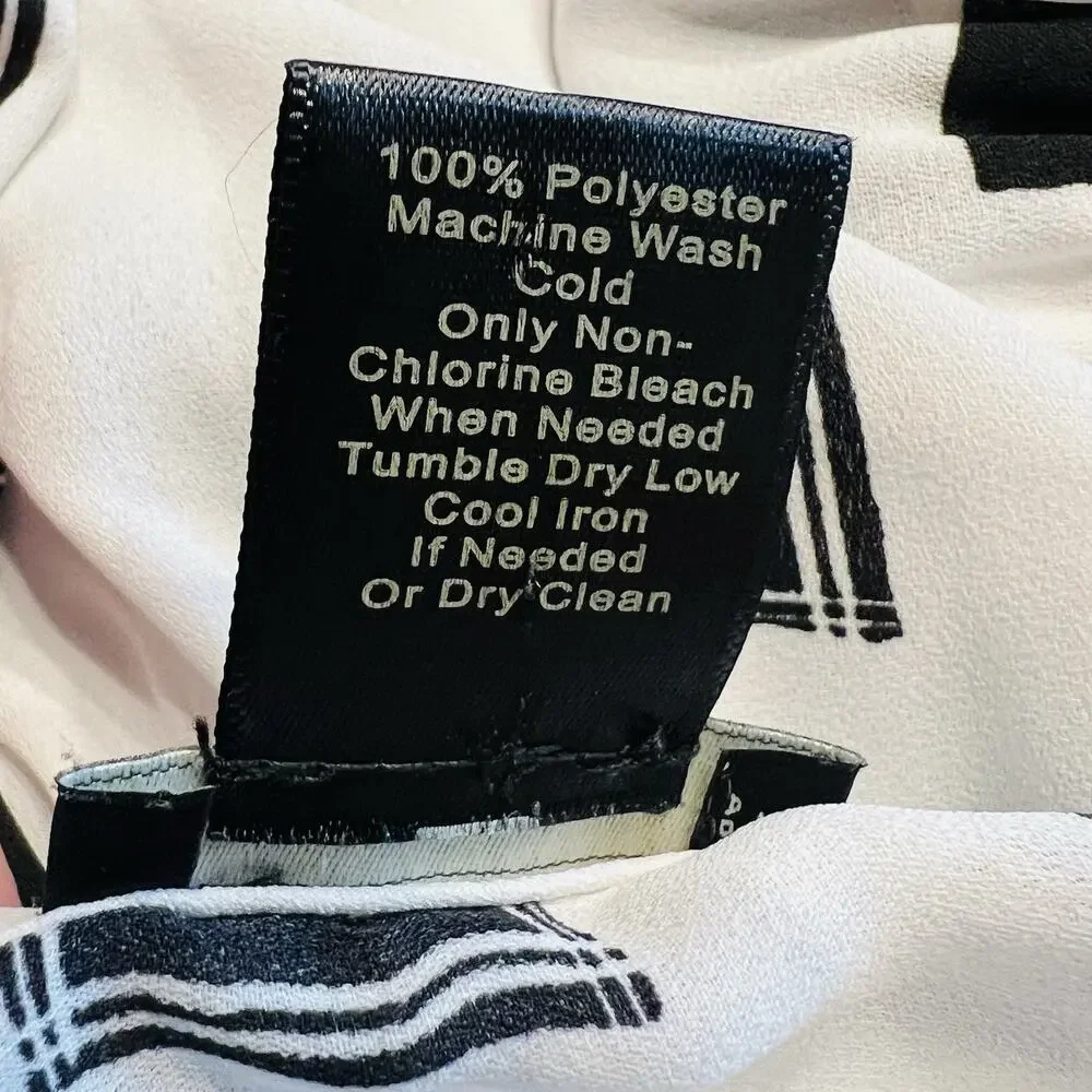 Ann Taylor Factory Women’s Short Sleeve Button-Up White Black Blouse Size XL - Picture 5 of 5